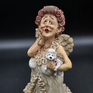 Guardian Grannies Blanche Hairdresser Angel w Winged Poodle Figurine